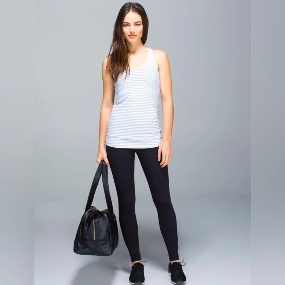 Lululemon Cool Racerback II Pin Striped Thin Workout Running Tank Top
